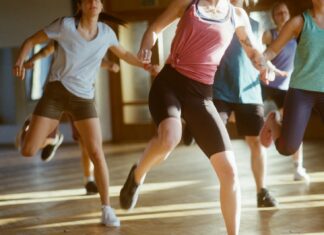 무릎이 아픈 당신을 위한 ‘로우 임팩트’ 댄스 가이드 group of women running on brown wooden floor