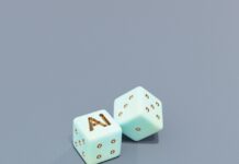 “일상 속 AI 건강 관리, 똑똑하게 챙기는 새로운 습관” Two dice with ai letters and dots